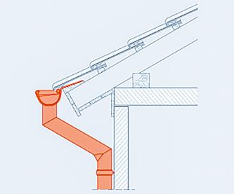 Rain gutter with downpipe